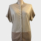 Designer Laura Ashley knit cardigan in beige with contrasting hip panel and press studs for smart casual or office wear.