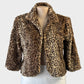Lemonade on the Lawn retro 60’s faux fur coat in leopard print with open front and cropped silhouette for evening wear.