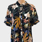 Little Lies shirt in multicoloured dark floral print with turned cuffs and notched hem for resort or smart casual wear.