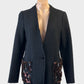 Malene Birger designer jacket in black with boucle weave and sequin beaded pockets for evening wear.