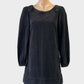 Melinda & Narina dark corduroy shift dress in pure cotton with epaulettes and wide hem band for office wear.