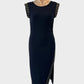 Designer Michael Kors tube dress in black with stud trim and side split for evening wear.