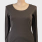 Munich Freedom long sleeve T-shirt top in espresso stretch jersey with scoop neck for smart casual or office wear