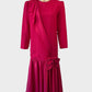 Vintage 80’s Ninette red dress with ruffle front, puff sleeve, drop waist and bow detail for special events