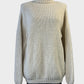 Vintage 80’s oversized pure wool sweater in natural white with chunky rib knit texture and crew neck for smart casual wear.