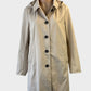 Designer ONLY sand rain coat with brushed twill finish, contrast plaid lining, and detachable hood for office or smart casual wear