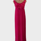 Designer vintage Patou Melbourne empire waist gown in pink with sequin beaded bodice, scoop neck and pleated skirt for formal or evening wear.