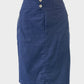 Designer Ralph Lauren nautical style straight skirt in midnight blue with lace-up back, front zip pockets and back vent for office or smart casual wear.