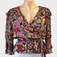 Ralph Lauren wrap top in multicoloured dark floral print for office or smart casual wear.