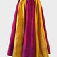 Designer REGAMUS vintage 80s saffron and fuchsia flared skirt with gold piping and piped hem for formal or evening wear.
