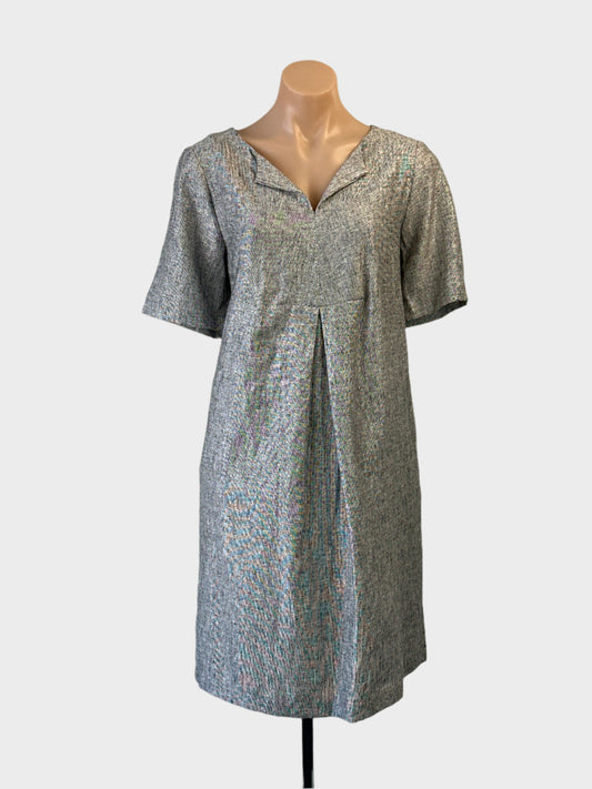 Regatta shift dress in grey with notched neck and pleated skirt for office or smart casual wear.