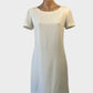 SABA classic shift dress in white crepe for office or special events wear.