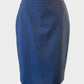 Designer SABA petrol blue straight skirt with angled front pockets and back vent for office wear.