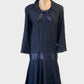 Vintage Samantha Rose midnight blue drop waist dress with satin bow for special events wear.