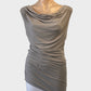 Sãopaulo sleeveless top in grey jersey with ruched front panel for evening or smart casual wear.