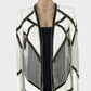 Designer Sass & Bide black and white open front cardigan jacket with bead embellishments and organza panels for special events.