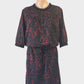 Designer Scotch & Soda Maison Scotch black dress with abstract scratch print, pintuck yoke, half button front and drawstring waist for office or smart casual