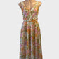 Stitches Plus vintage 70's sleeveless A-line dress in yellow and orange floral chiffon for smart casual or events wear.