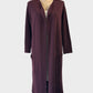 Plum long line knit cardigan with open front, martingale belt and front patch pockets for smart casual or office wear