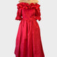 Sweet Angels off the shoulder dress in red with ruffle neckline and tulle skirt for formal wear.