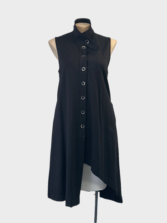 Taking Shape black longline vest in Ponte Roma jersey with D-ring back detail for office or smart casual wear.