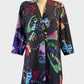 Taking Shape multicoloured abstract print coat with notched lapels and in-seam pockets for smart casual or special events.
