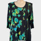 Designer Taking Shape black geometric print tunic top with appliqué and embroidery for smart casual or office wear