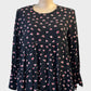 Threadz smock top in black and pink heart print with ric rac trim and high low hem for smart casual wear.