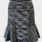 Designer Thurley A-line skirt in grey variegated knit with flounce panels for office or smart casual wear.