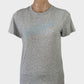 Designer Tommy Hilfiger grey classic t-shirt top in pure cotton variegated jersey with printed logo, rib crew neck and short sleeves for smart casual wear.