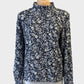 Trenery blue and white Liberty floral print top with band collar and notched hem for smart casual wear.