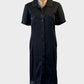 Designer Trent Nathan shirt dress in black with satin trim and slash pockets for office or smart casual wear.