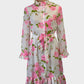 Designer Tullo vintage 60's shirt dress in pink and white floral organdie with sash tie for special events wear.