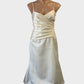 Designer Vera Wang - Maids sleeveless bubble dress in white satin for bridal wear.