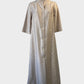 Vintage 60's opera coat in cream and gold wool with metallic leaf pattern for formal wear.
