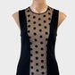 Designer WILLOW sleeveless top in black with embroidered mesh front and back zip for smart casual or evening wear.