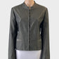Witchery green quilted peplum jacket with band collar and jetted pockets for office or smart casual wear.