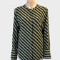 Witchery crepe shirt in green and black stripe print with concealed placket for office or smart casual wear.