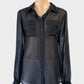Witchery long sleeve black chiffon shirt with patch pockets and pleated yoke for evening or smart casual wear