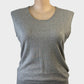 Woolovers dove grey cotton silk vest with round neck, rib trim and wide hip band for smart casual wear