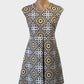 ZARA sleeveless pinafore dress in multicoloured Arabesque print for office or smart casual wear.